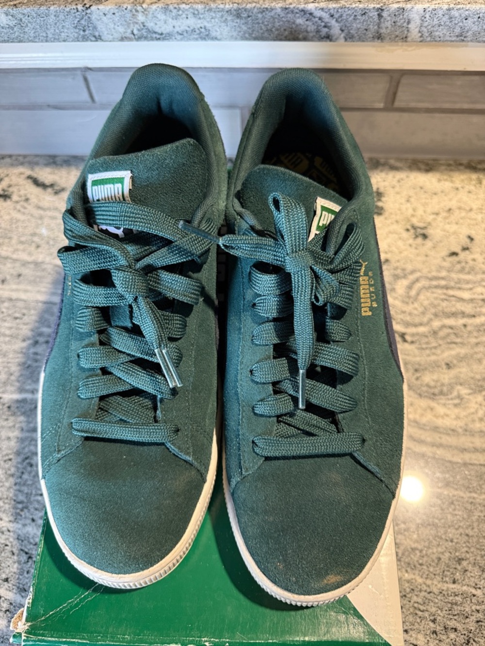 Puma Men's Low-Profile Suede Sneakers in Forest Green